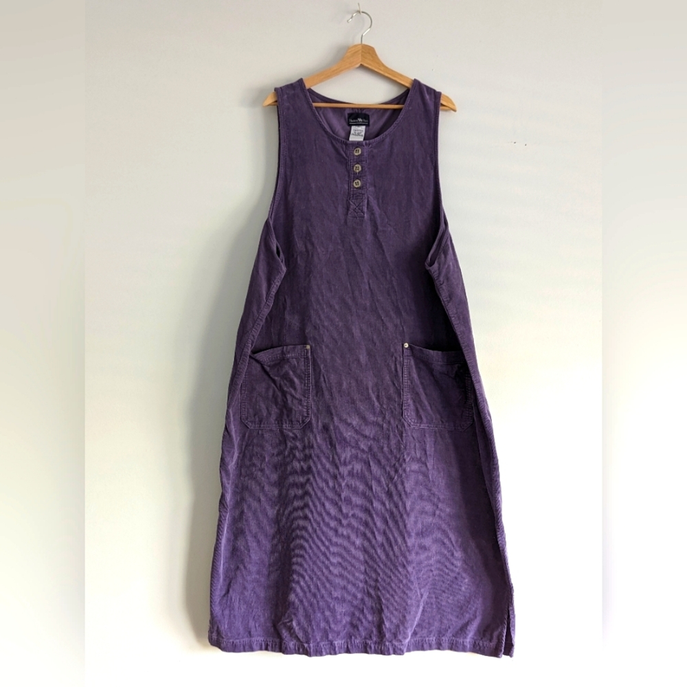 Plus size, Vintage 90's Corduroy Purple Dress 100% Cotton, 2X